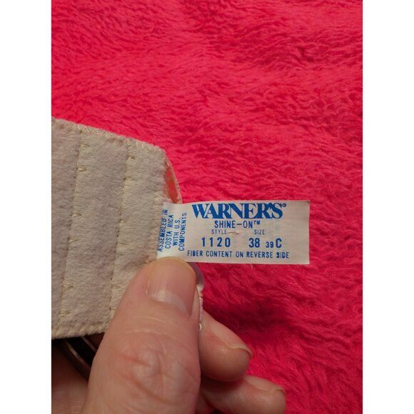 Vintage 80s Warner’s Shine-On 1120 Strapless Underwire Bra Beige Satin Lace 38C - Picture 6 of 7